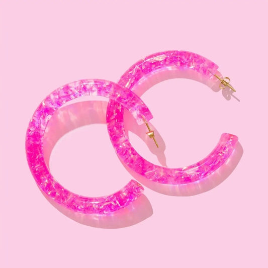 Neon Pink Confetti Hoops