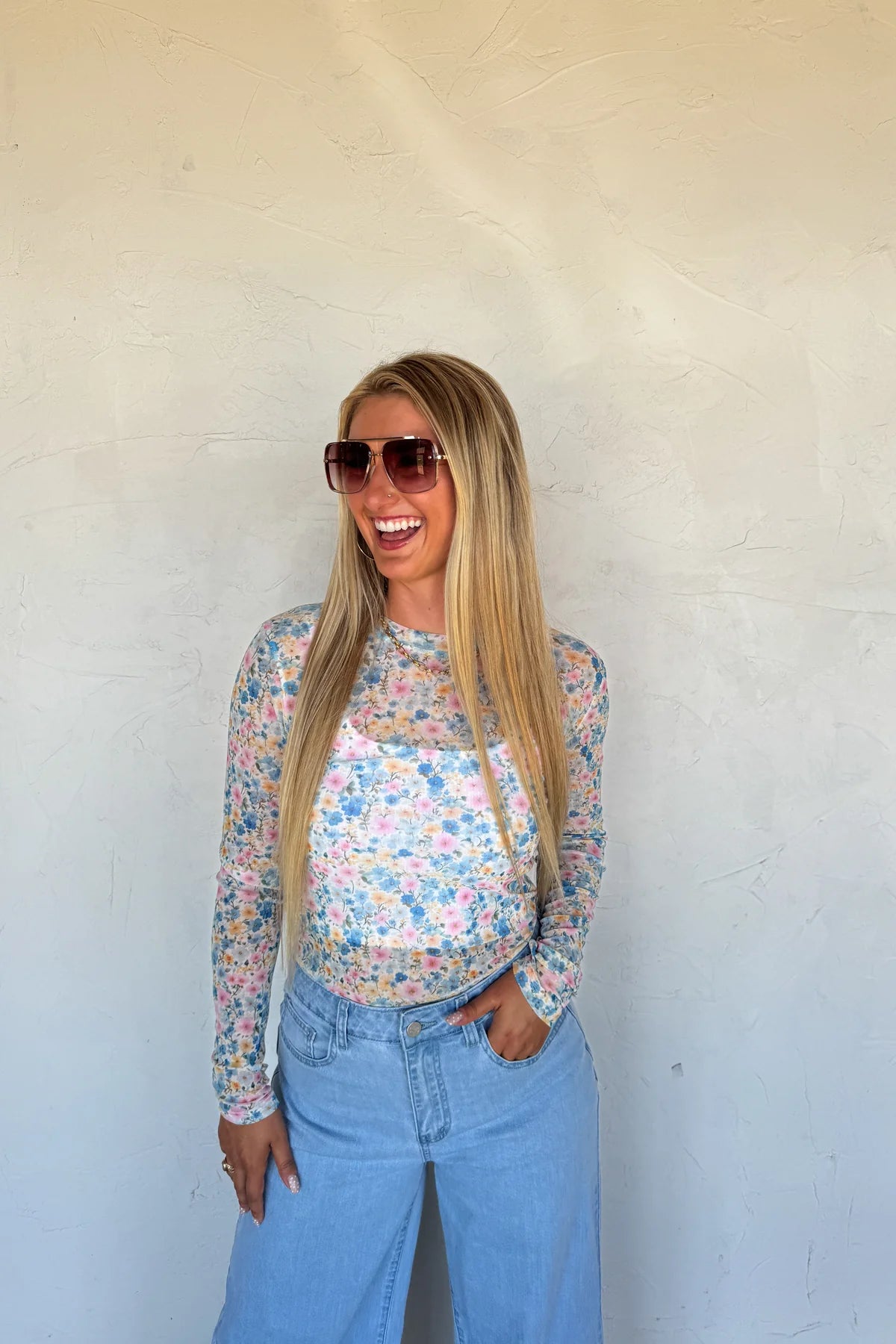 Summer Floral  Mesh Top