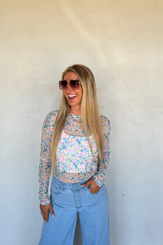 Summer Floral  Mesh Top