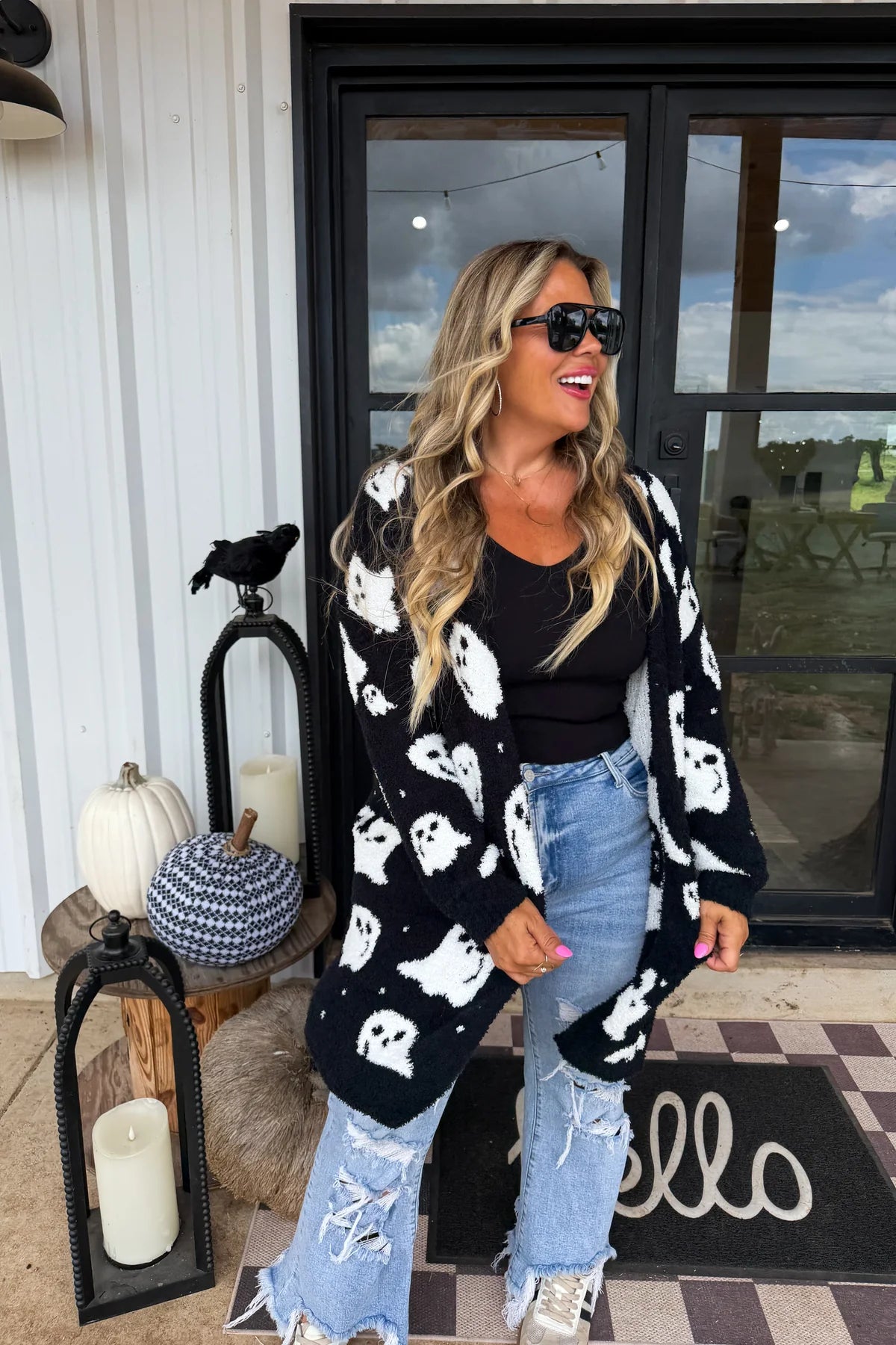 2nd cut** Boo Crew Reversible Cardigan in Ghost