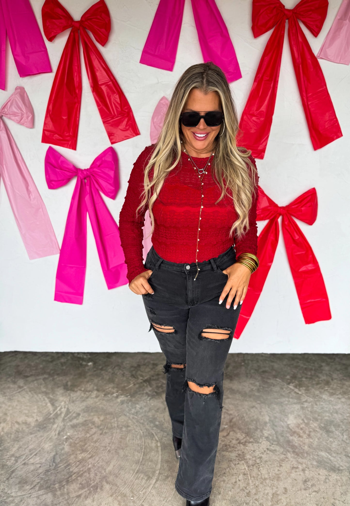 Wine Rosalie Lace Top [[PRE-ORDER ETA 1st week of Jan]]