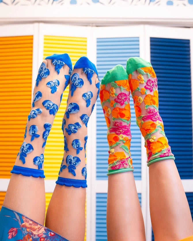 Blueberry Ruffle Sheer Sock