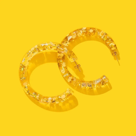 Gold & Yellow Confetti Hoops