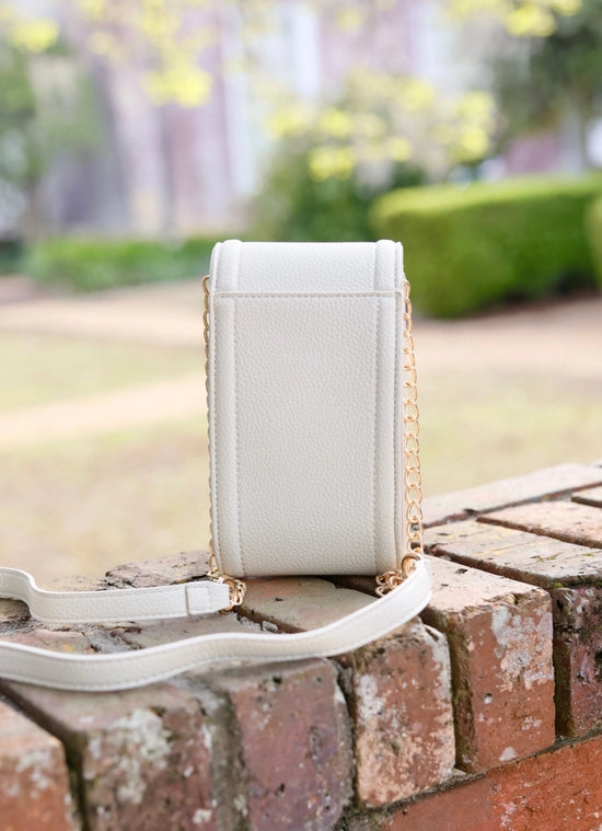 Paige Cell Phone Crossbody in Cream