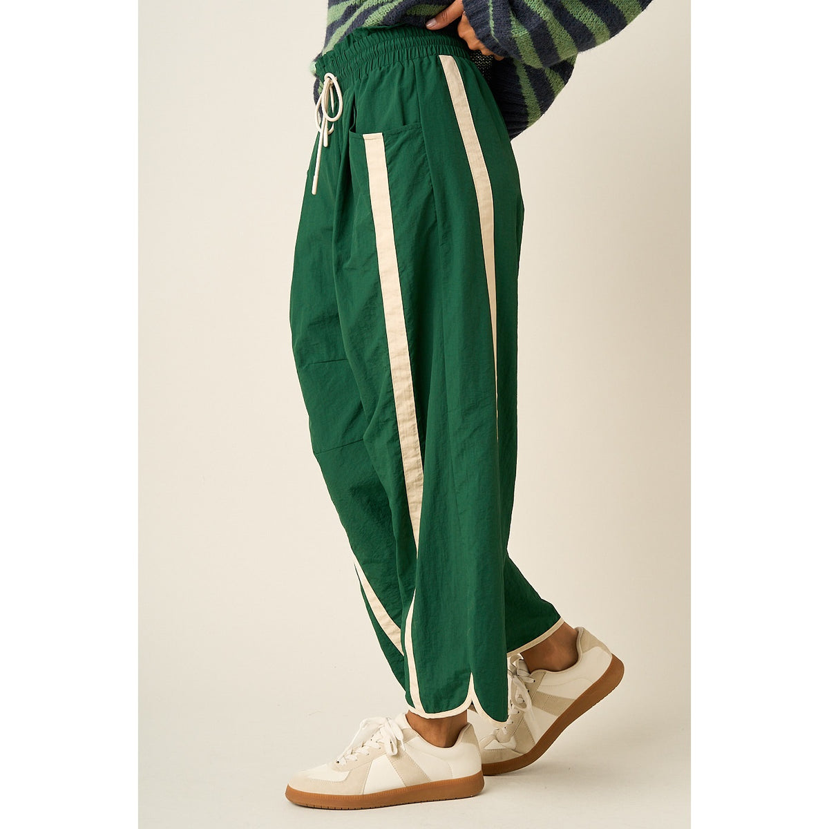 Forest Sporty Stripe Barrel Pants