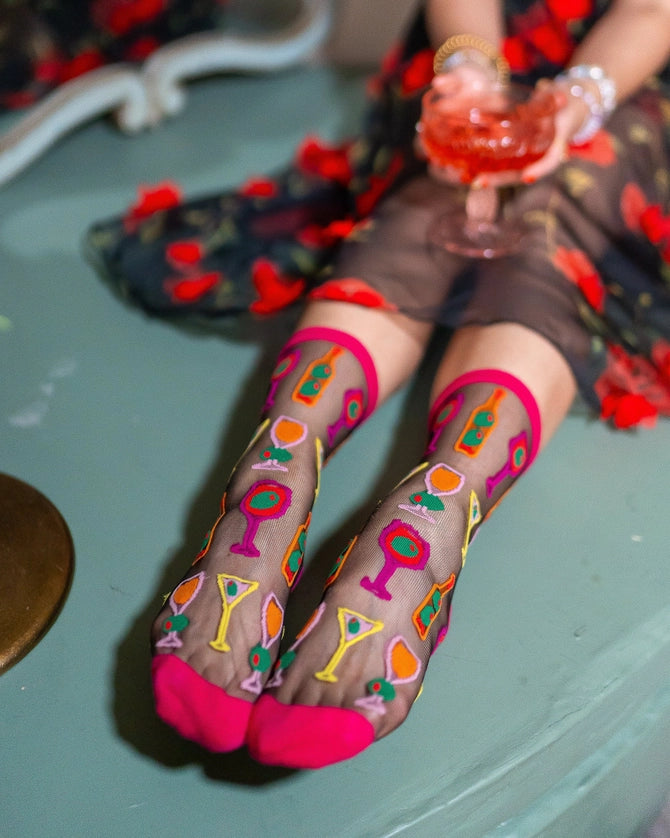 Cocktail Hour Black Sheer Sock