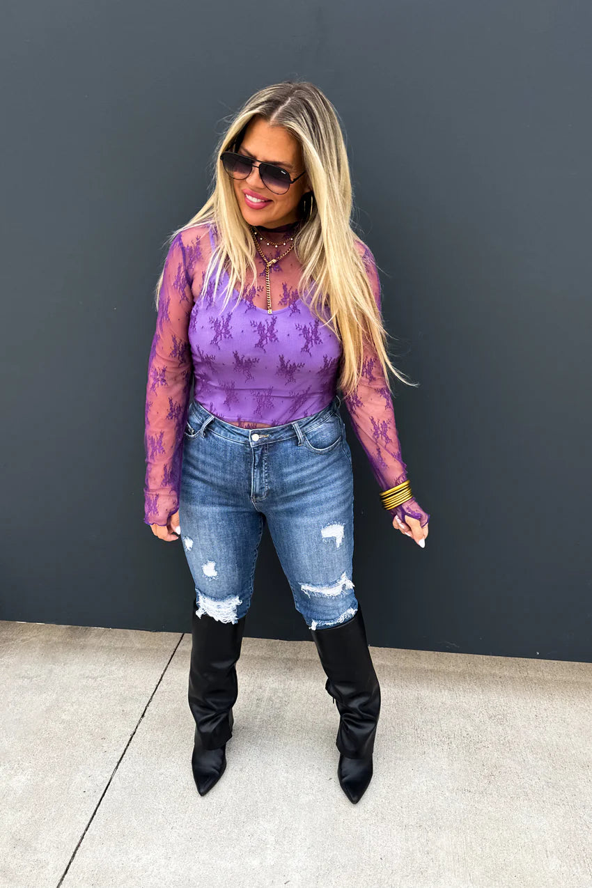 Valentine Roxy Purple Lace Top