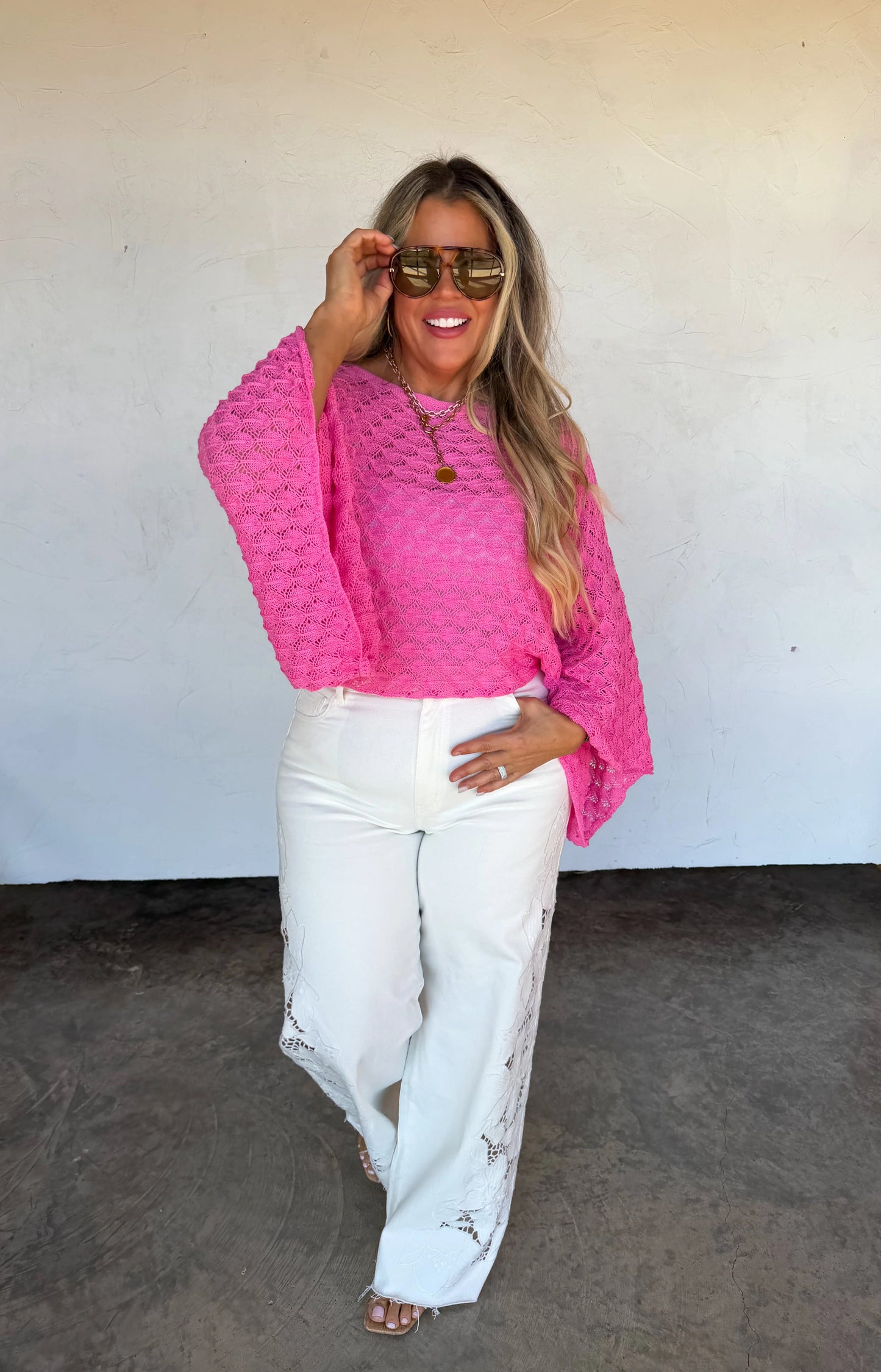 WHITE FLORAL CHARM WIDE LEG JEAN [[PRE-ORDER]]