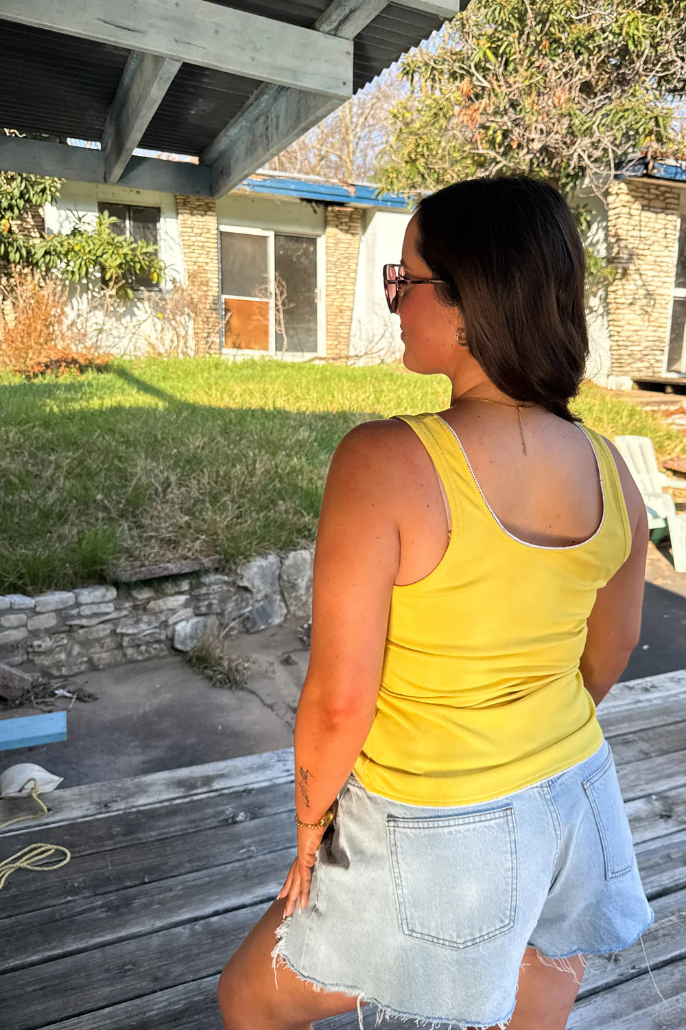 Yellow Hibiscus Ribbed Tank [[PRE-ORDER]]