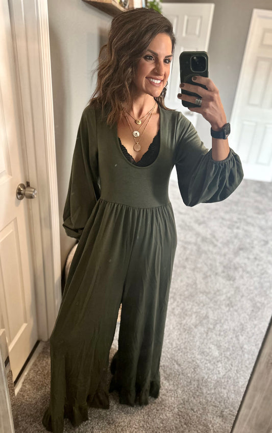 Made for Joy Olive Jumpsuit