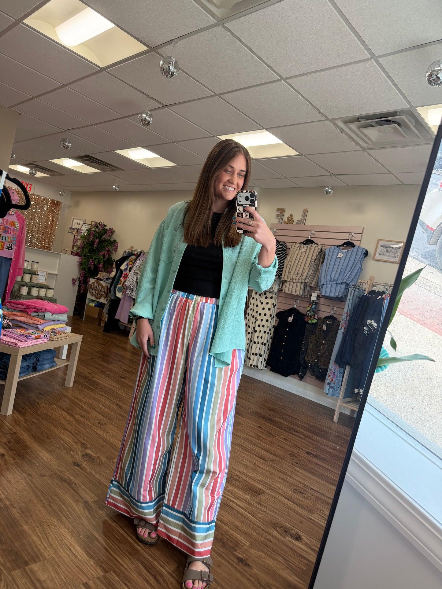 Multi Stripe Wide Leg Pants