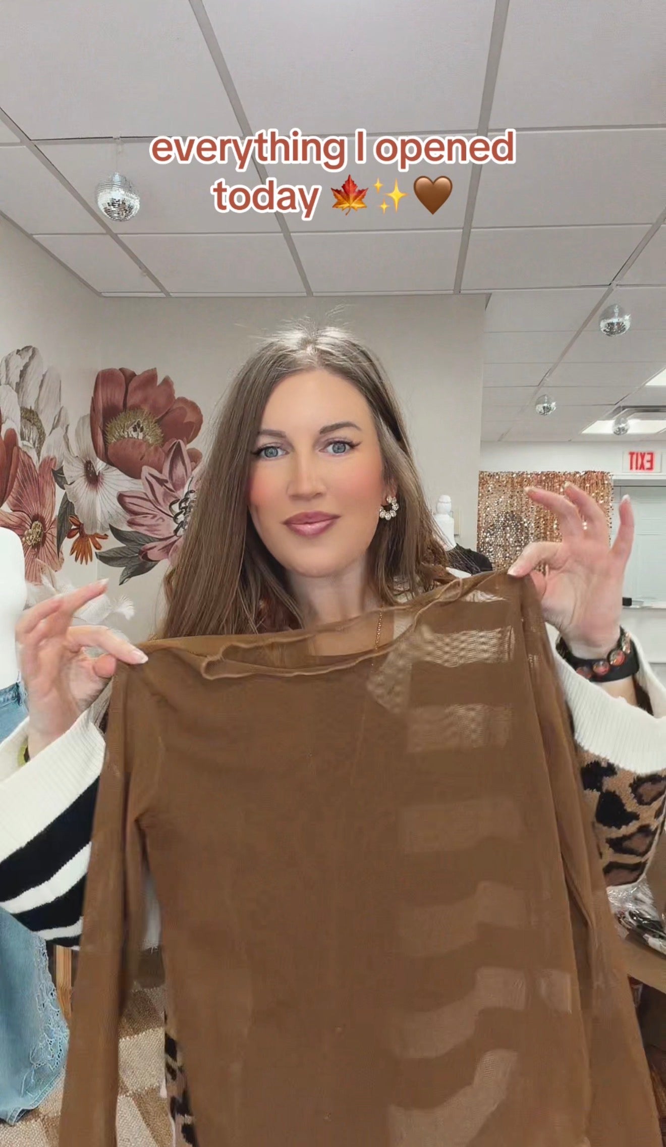 Brown Sheer Cropped Mesh Top