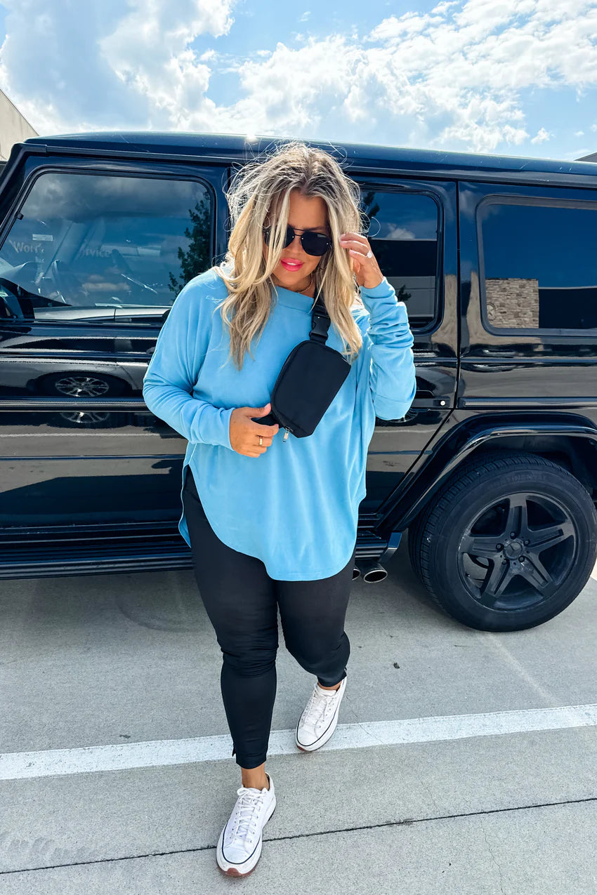 Blue Zoey Athleisure Top