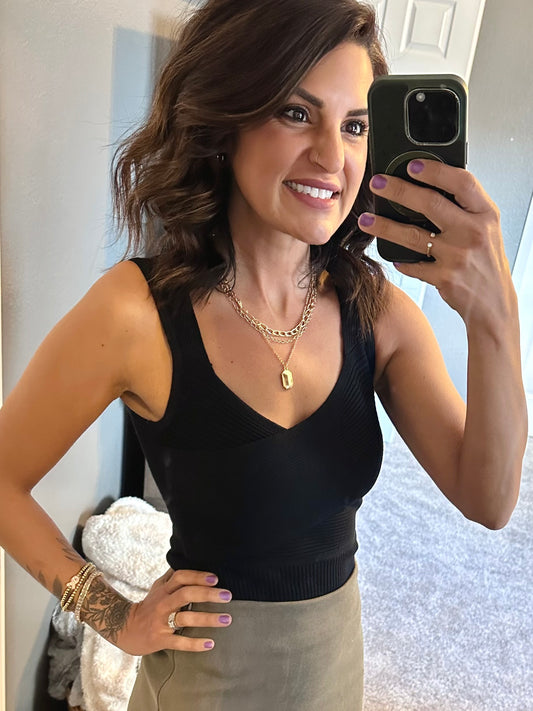 Made for Joy Black Wrap Bodysuit Plus