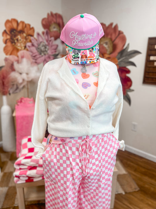 P&W Haddie Wide Leg Checker Pants