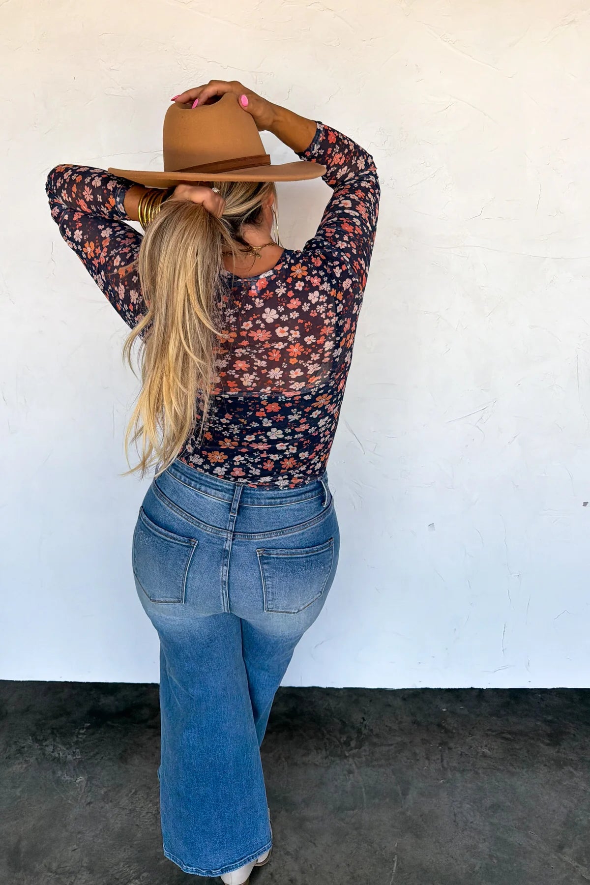 Navy Fall Mesh Top