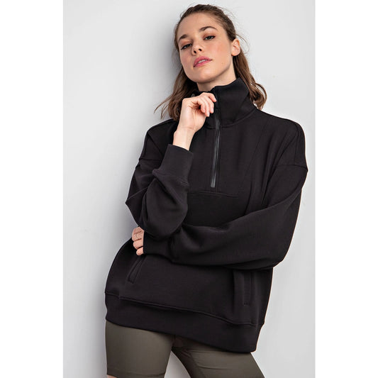 Black Modal Scuba 1/4 Zip Pullover