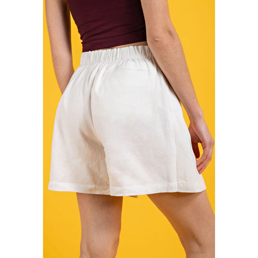 Linen Wrap Skort in Ivory