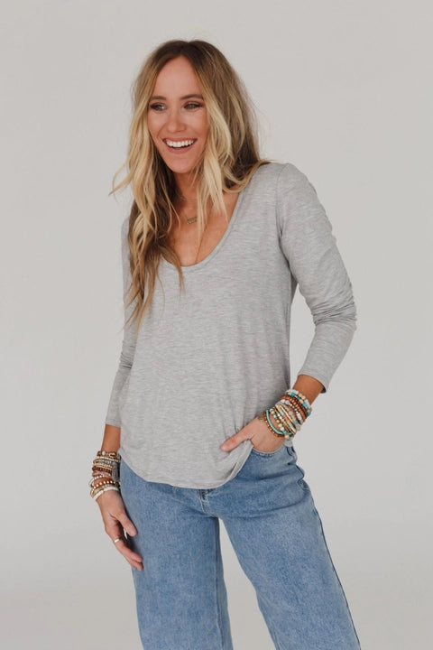 Heather Gray Long Sleeve Bralette Tee