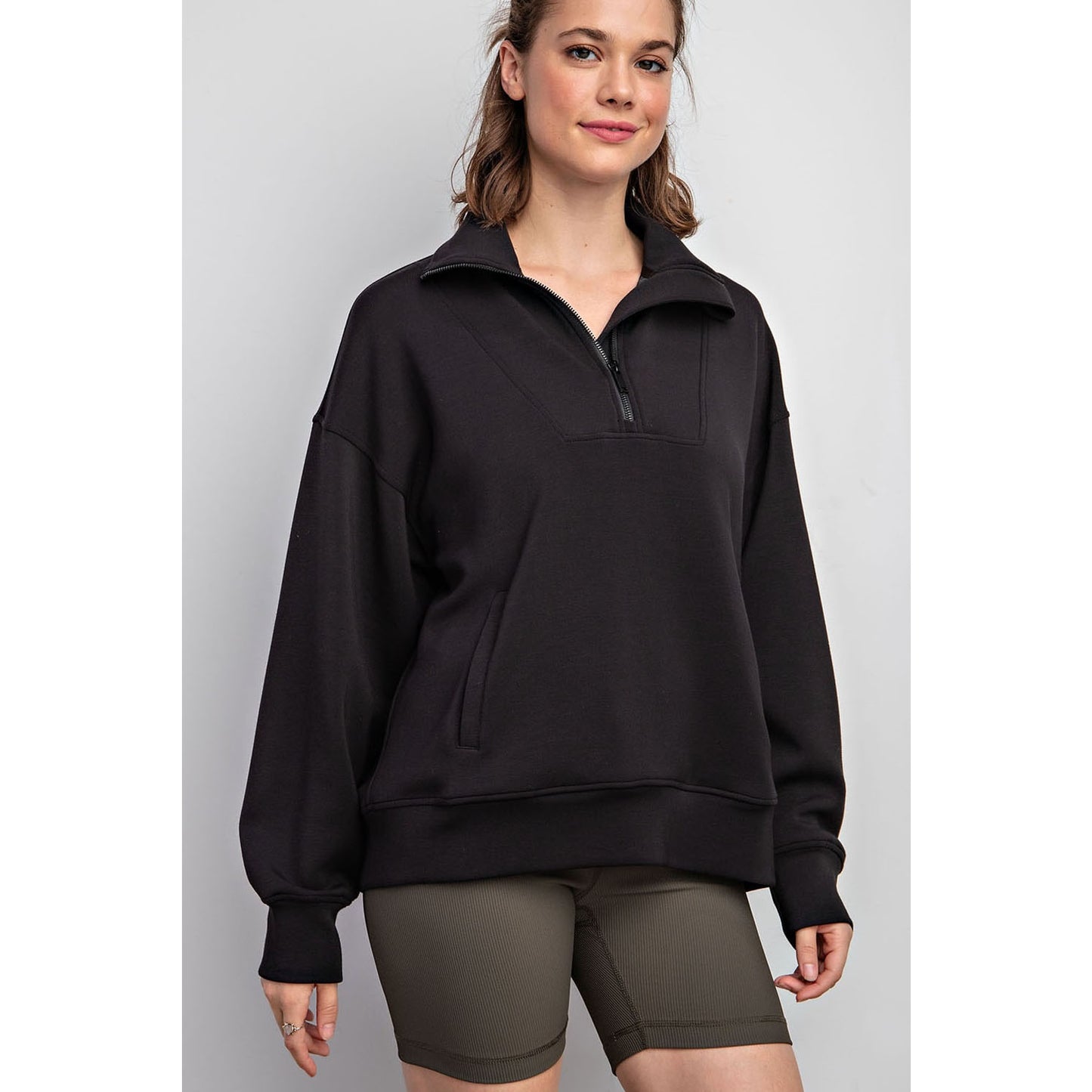 Black Modal Scuba 1/4 Zip Pullover