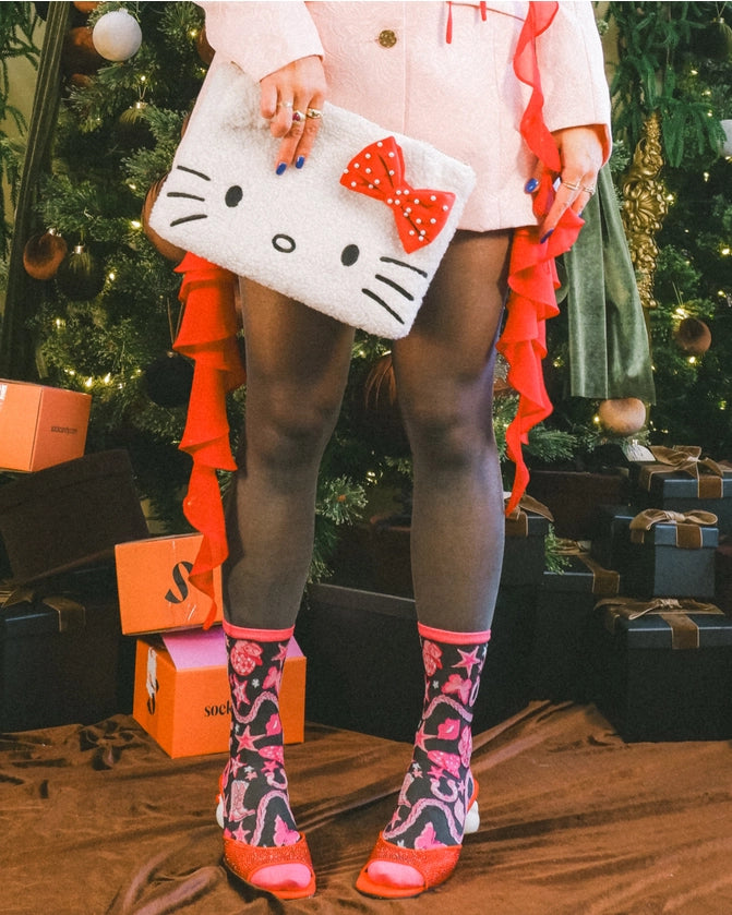 Disco Barbie Black Sheer Sock