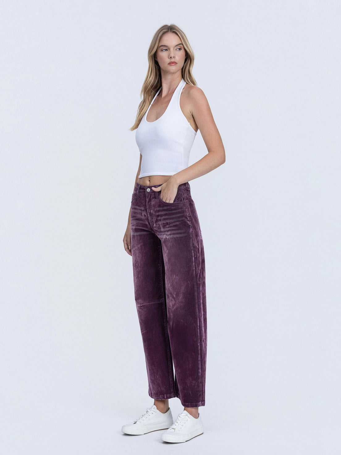 Purple Velvet Barrel Leg Jeans [[PRE-ORDER]]