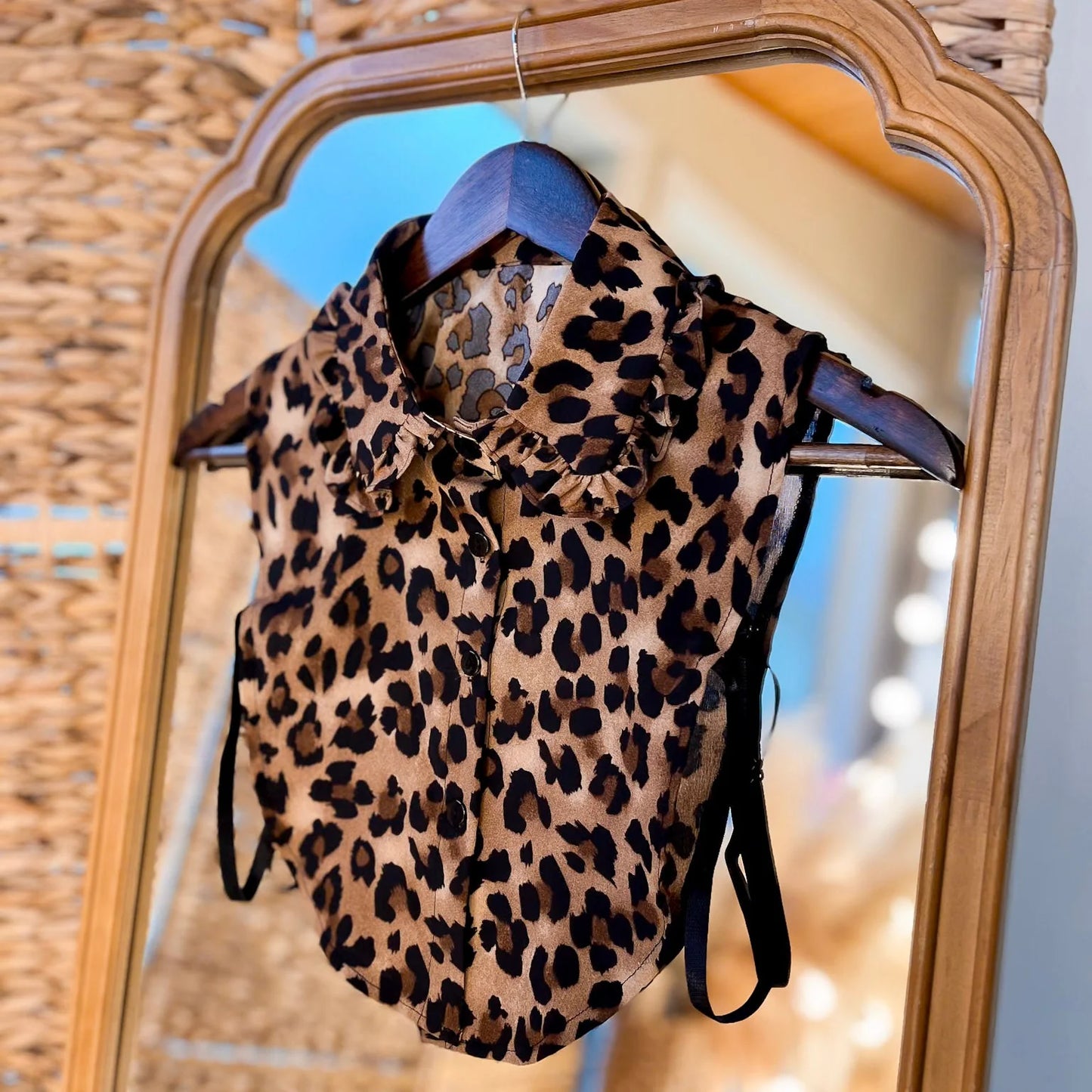 Leopard Peter Pan Ruffle Faux Collar