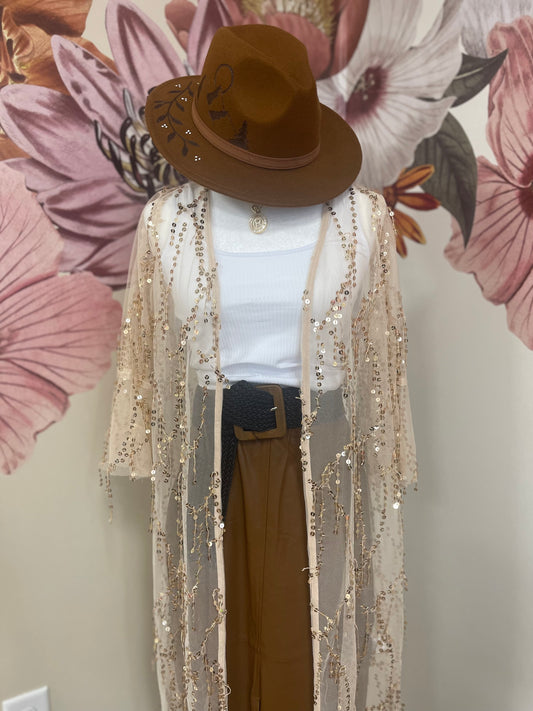 Bell Sleeve Sequin Kimono