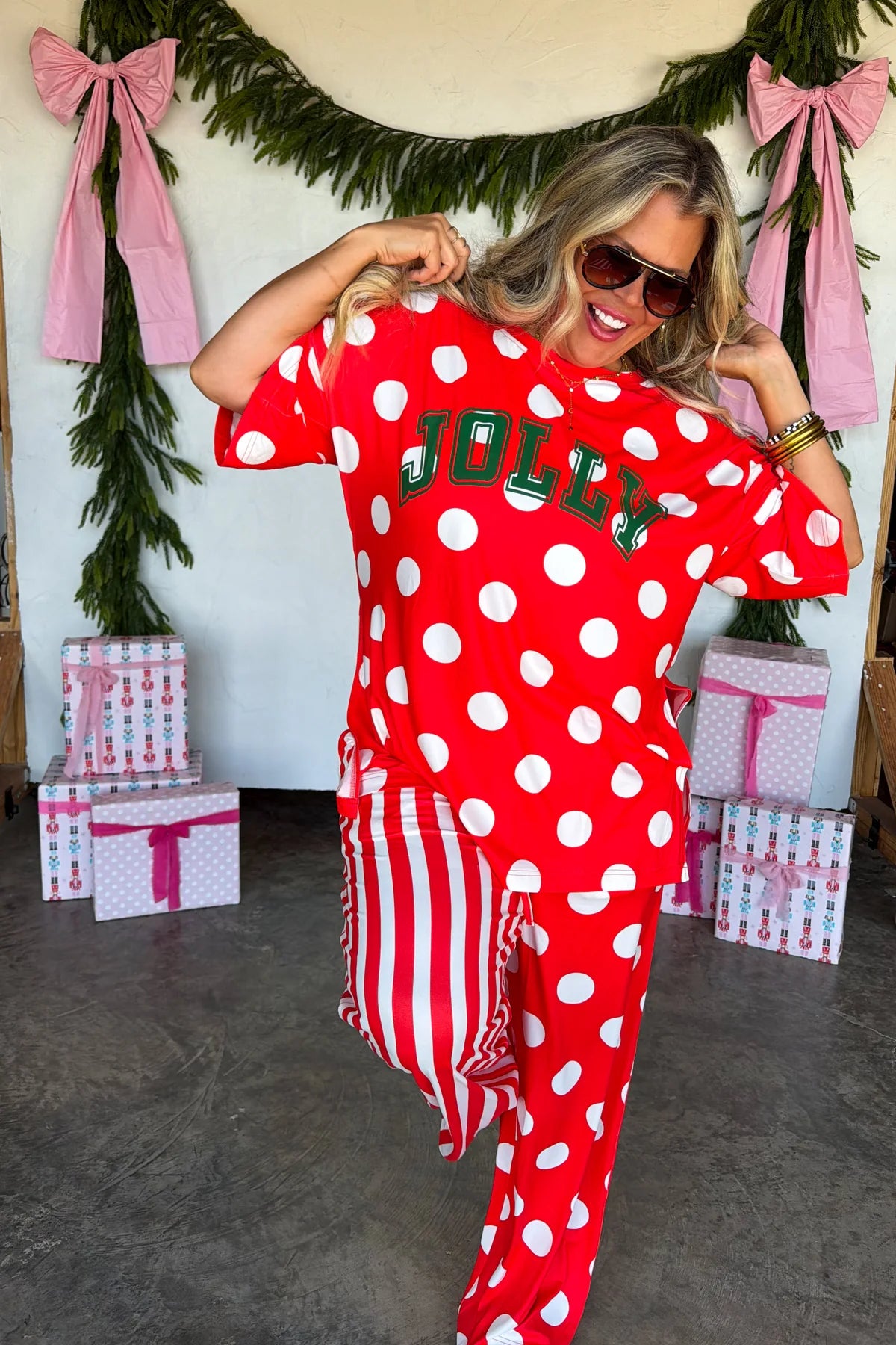 Merry Confetti Lounge Set in Red