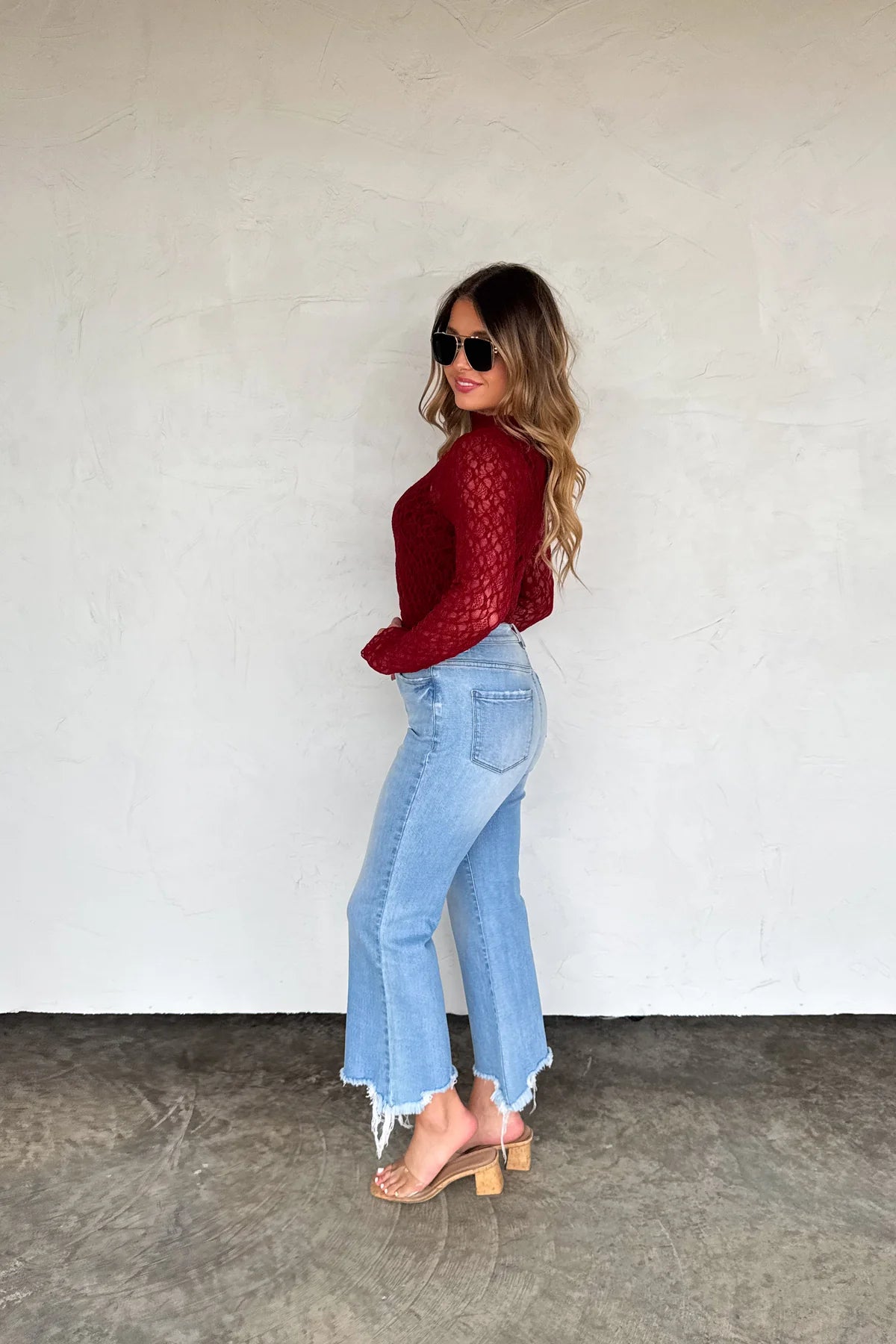 Wine Jolie Lace Thumbhole Top [[PRE-ORDER]]