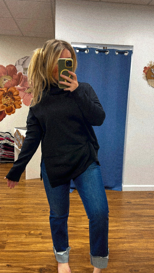 Black Cowl Neck Modal Tunic Top