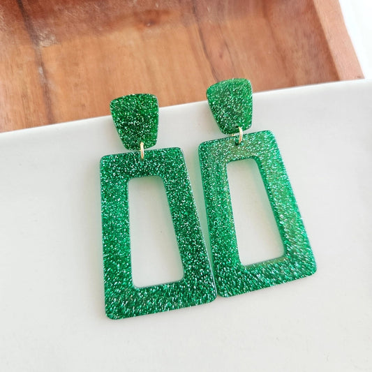 Green Glitter Avery Earrings