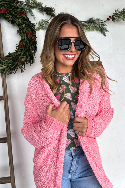 Poppy Knit Popcorn Cardigan in Pink [[PRE-ORDER]]