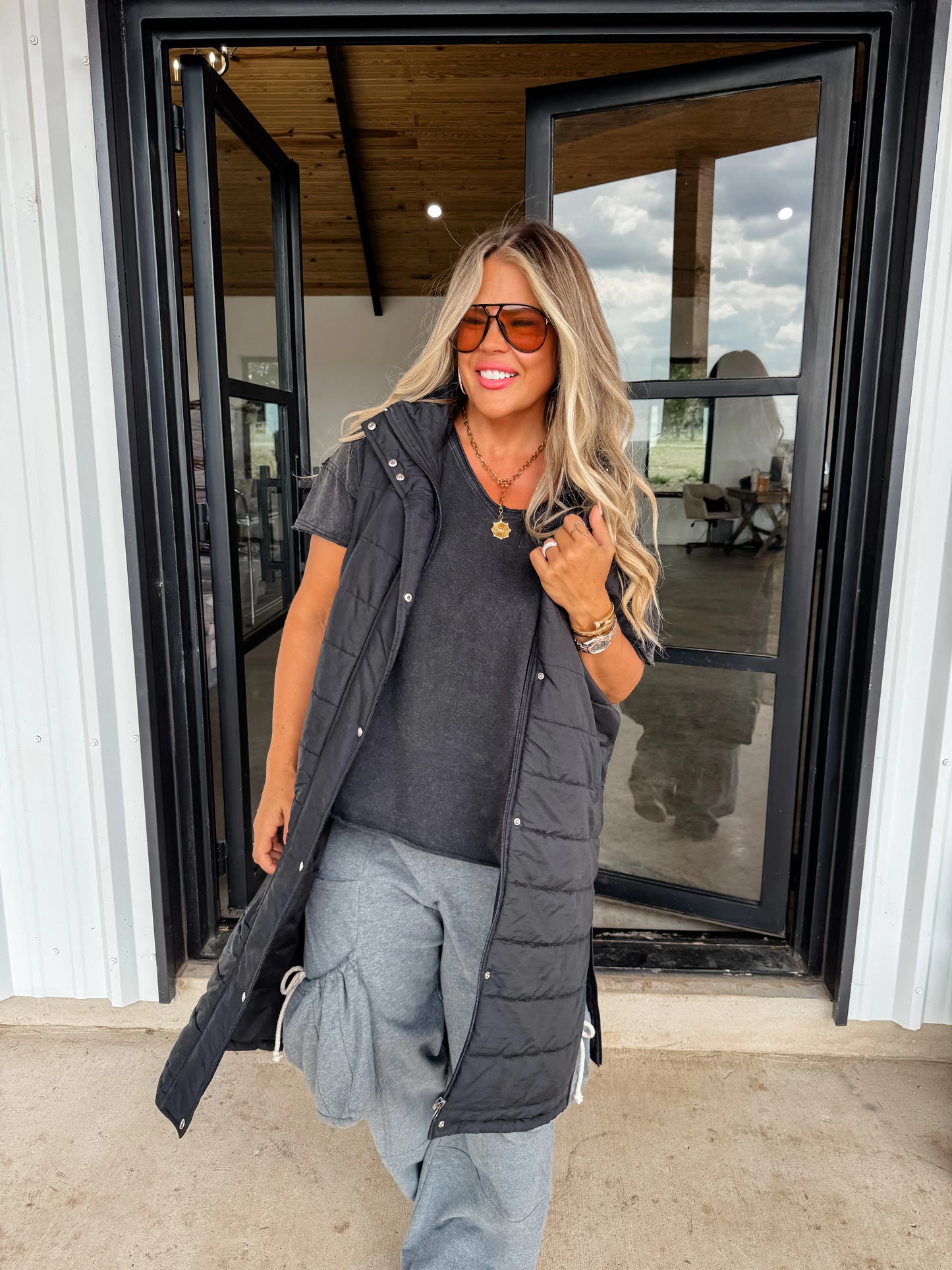 Kendall Long Puffer Vest in Black [[PRE-ORDER]]