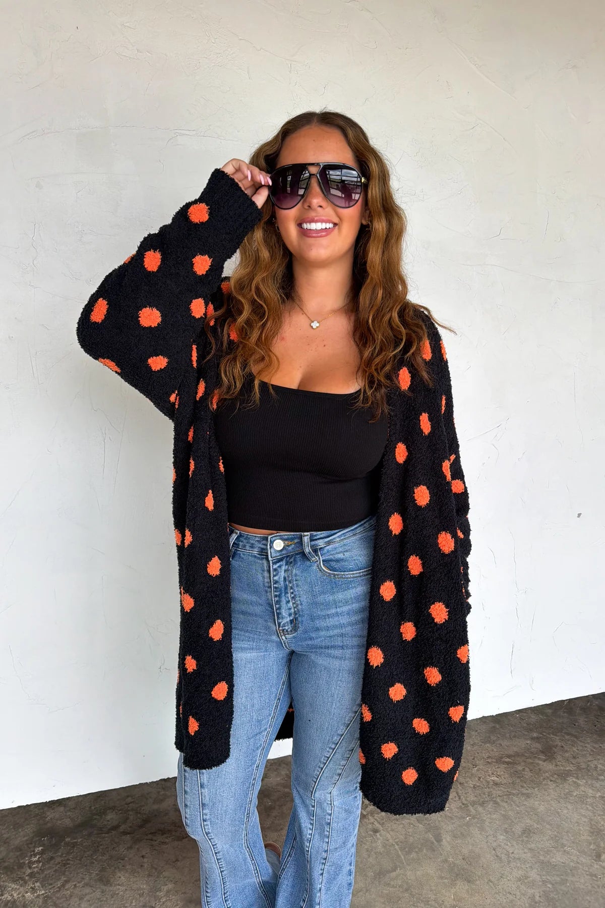 2nd cut** Boo Crew Reversible Cardigan in Polka Dot