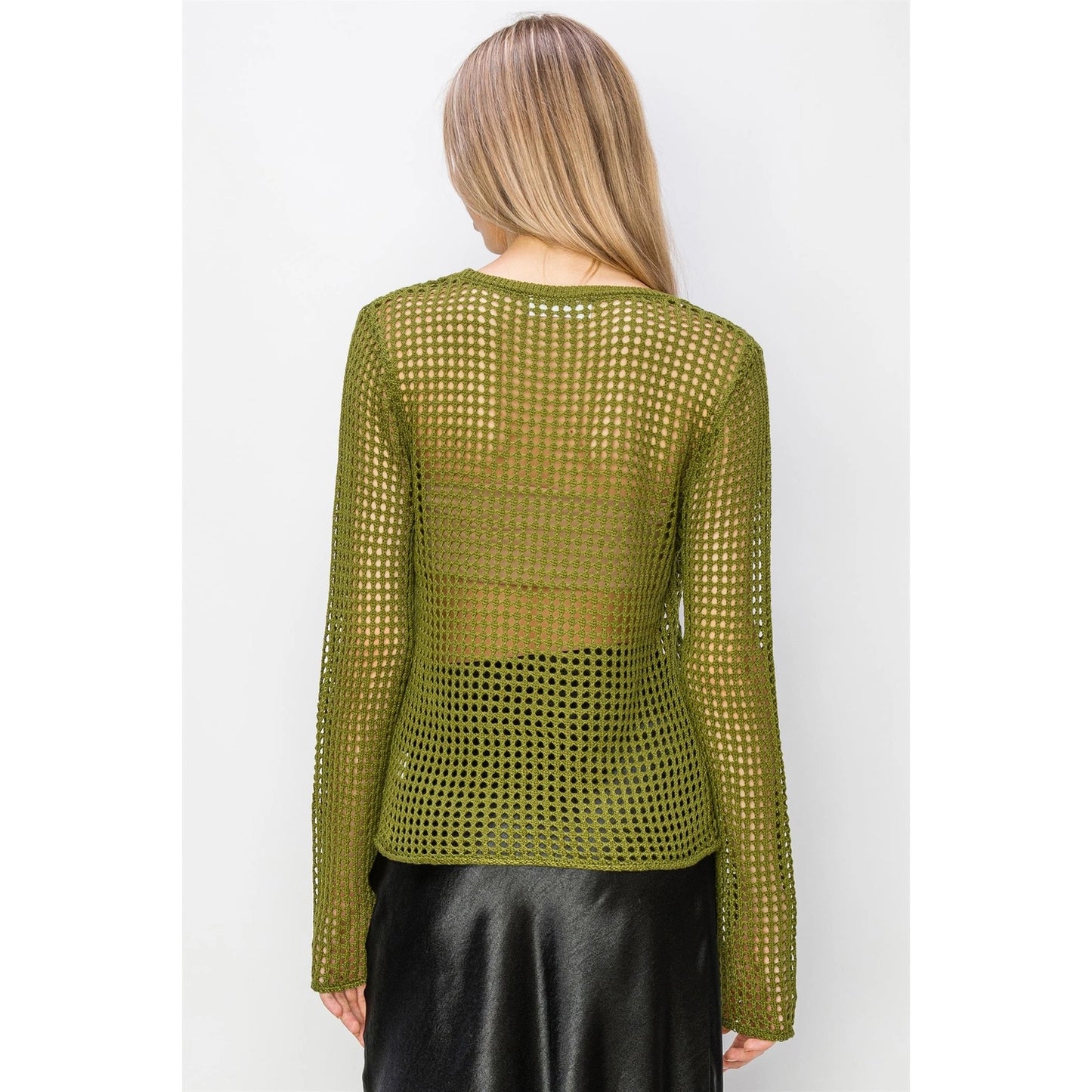 Moss Open Knit Long Sleeve