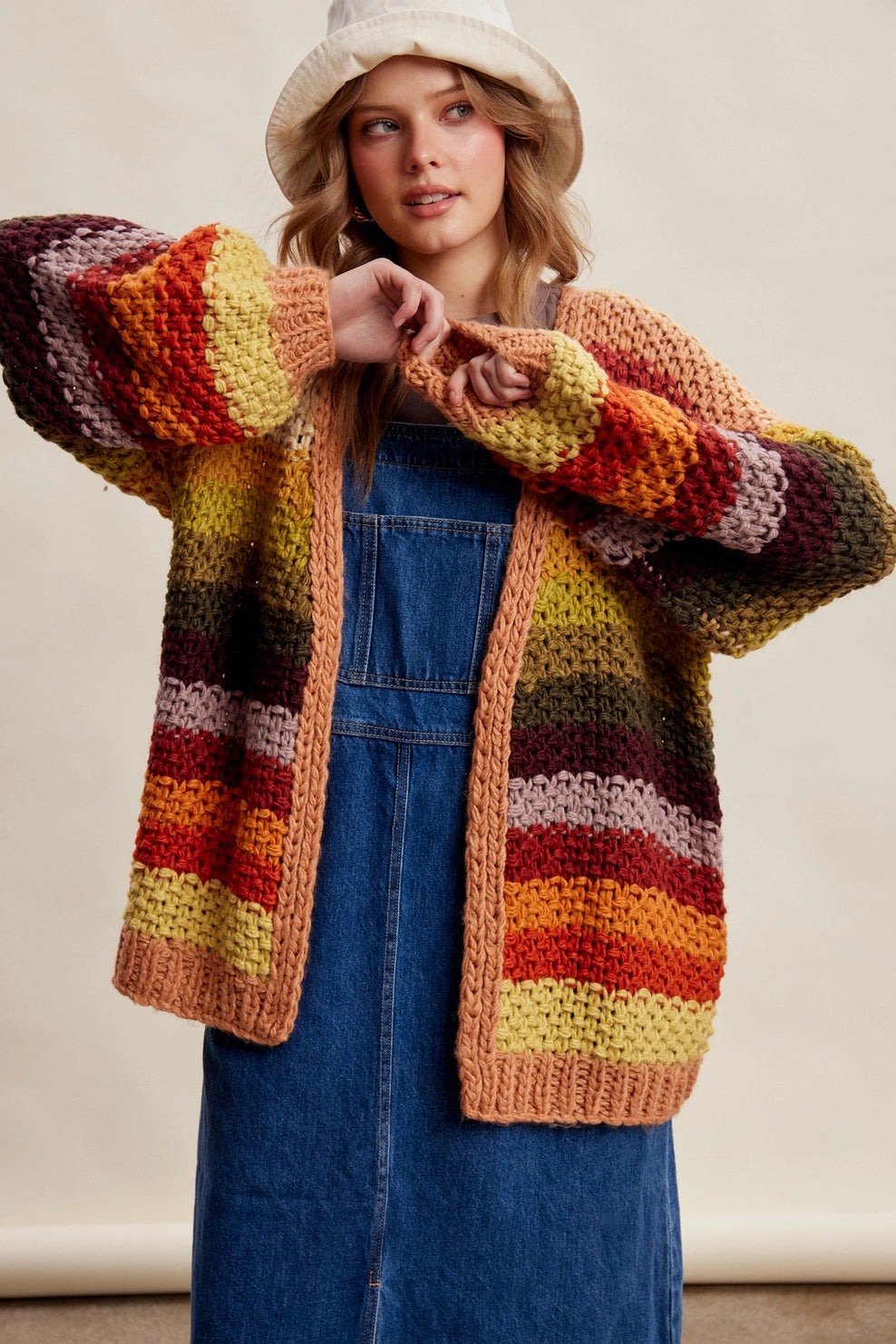 Rainbow Crochet Open Cardigan