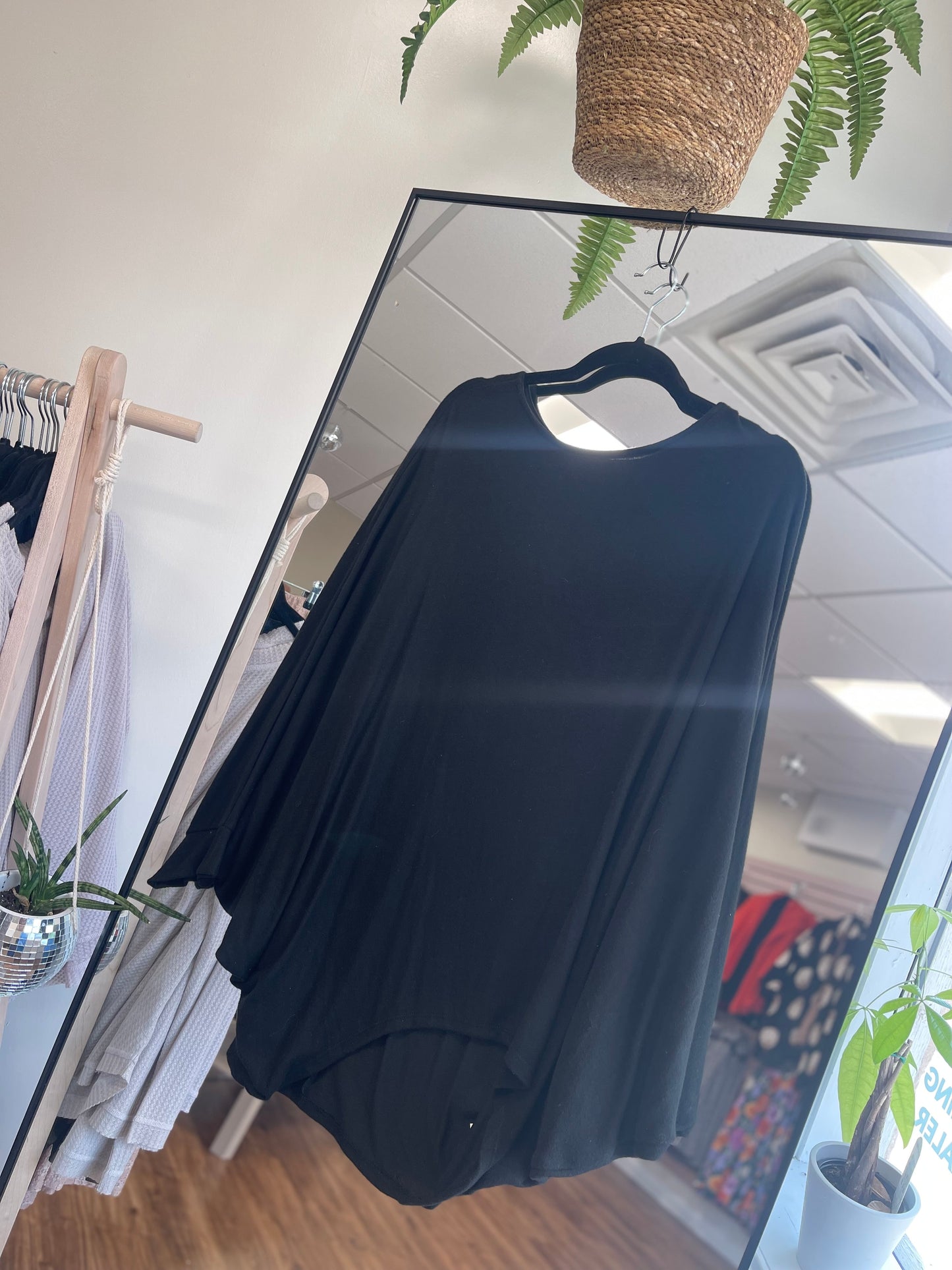 Black Batwing Sleeve Knit Sweater