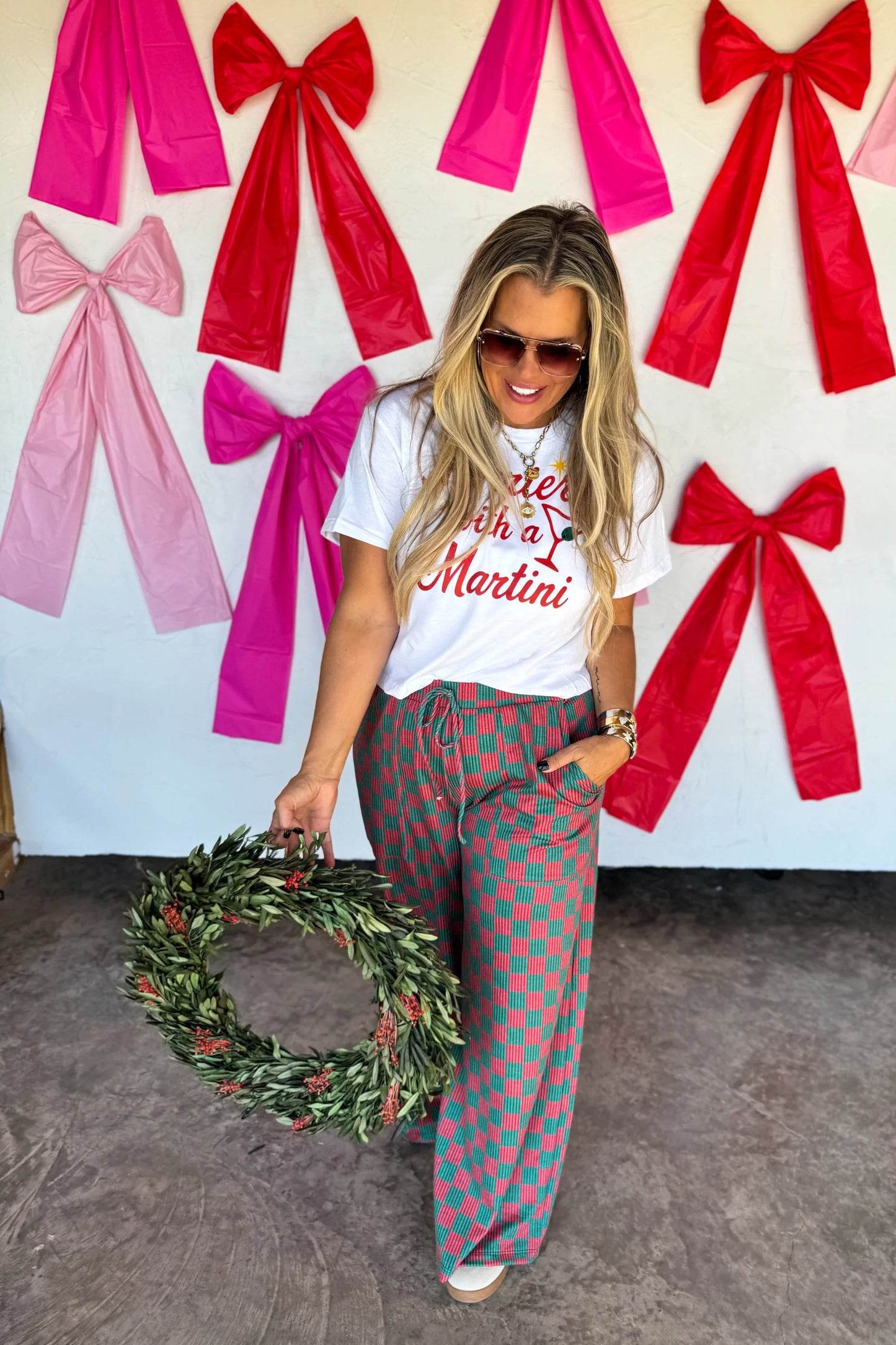 Christmas Checker Haddie Wide Leg Pant [[ETA End of November]]