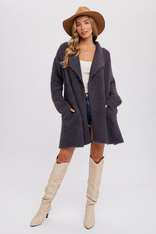 Soft Fuzzy Drape Cardigan