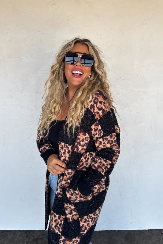 Checker Cheetah Cloud Cardigan [[PRE-ORDER ETA 12/5]]