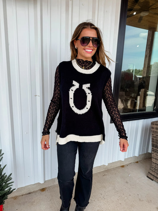 High Class Country Sweater Vest in Black [[PRE-ORDER]]