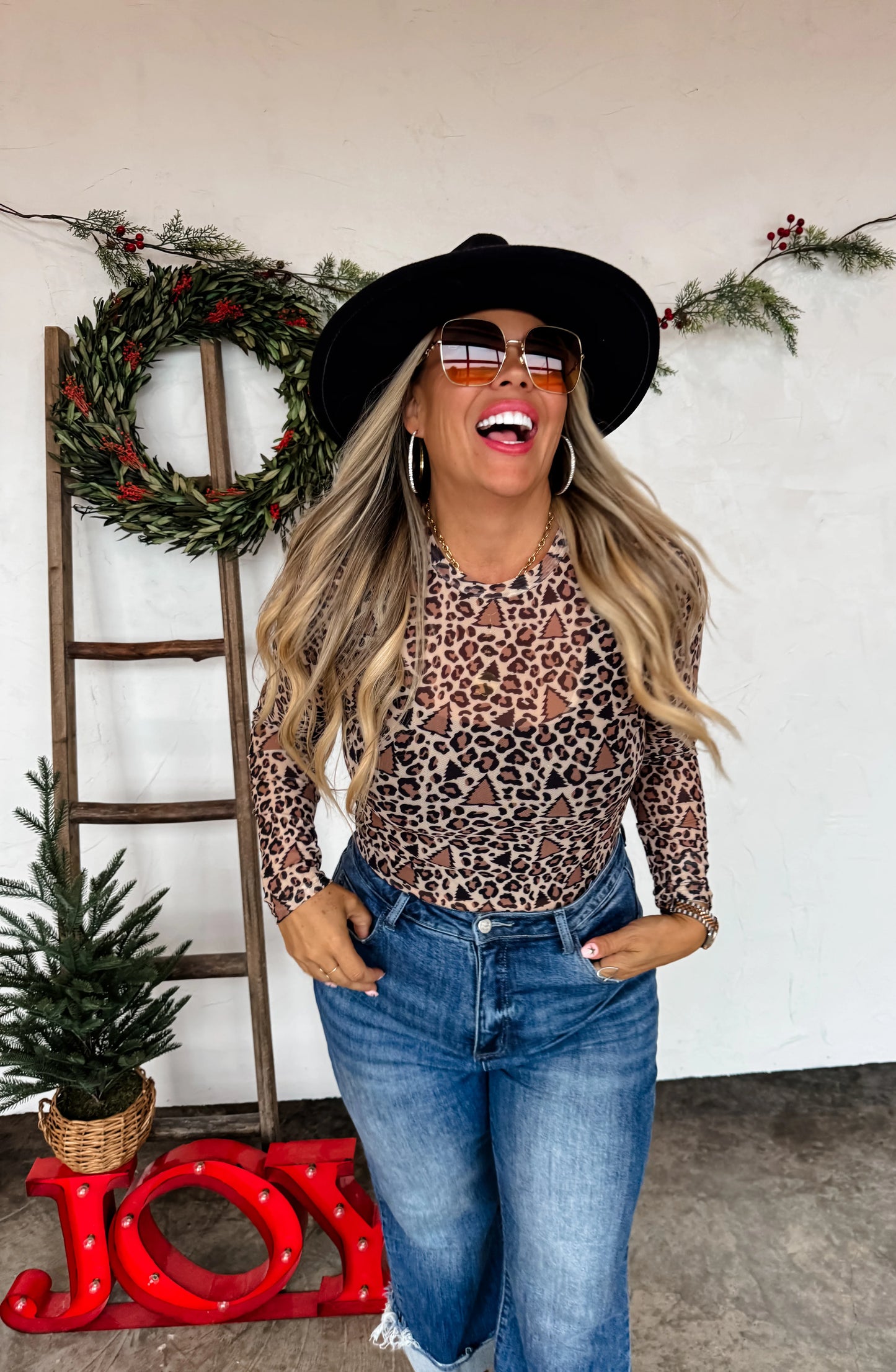 Christmas Mesh Top Cheetah Christmas [[PRE-ORDER]]