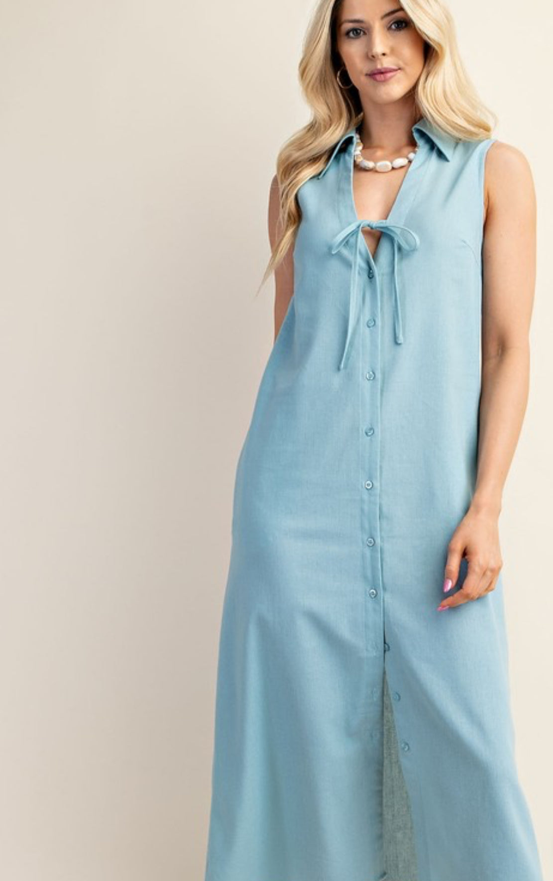 Sky Blue Button Up Dress