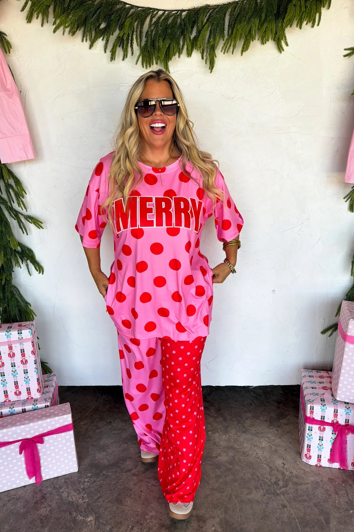 Merry Confetti Lounge Set in Pink
