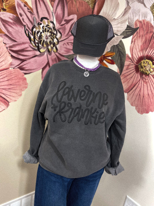 Black Puff Print Crewneck