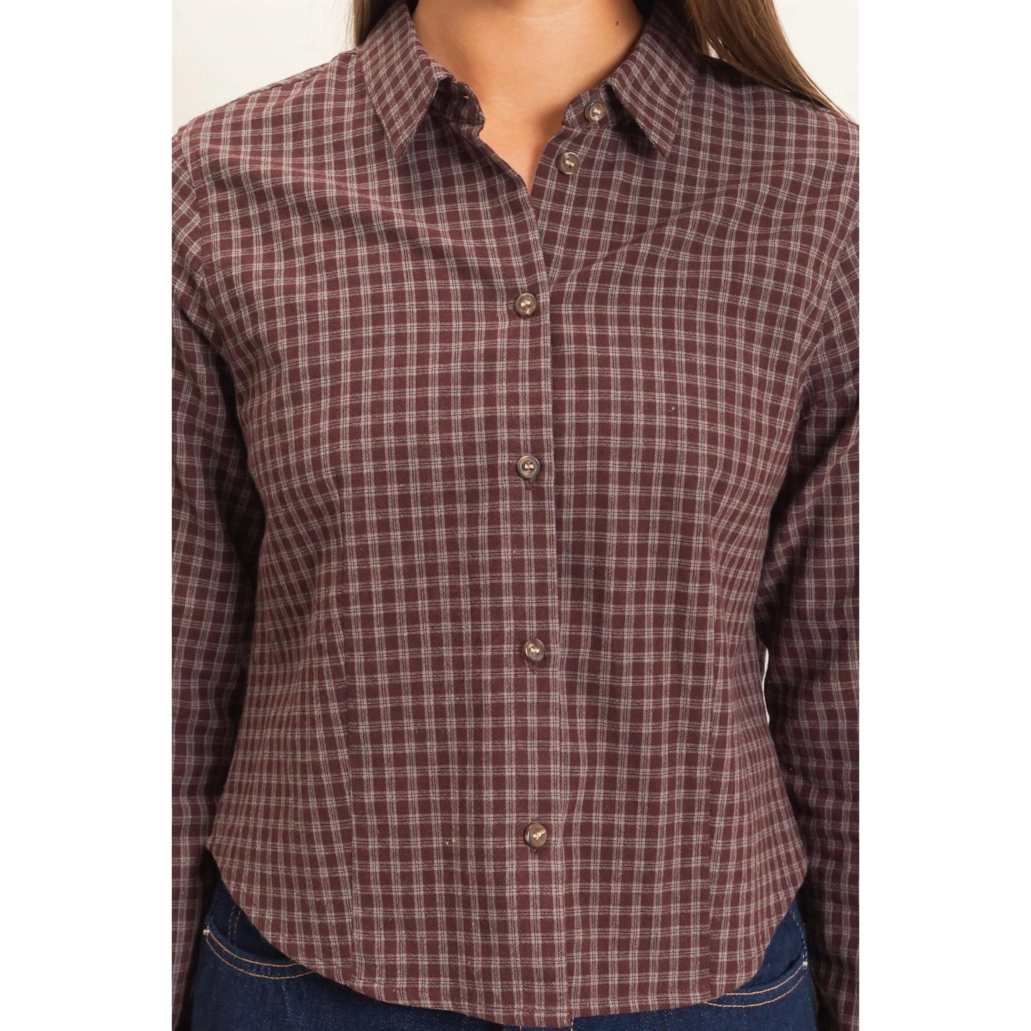 Brown Plaid Long Sleeve Shirt