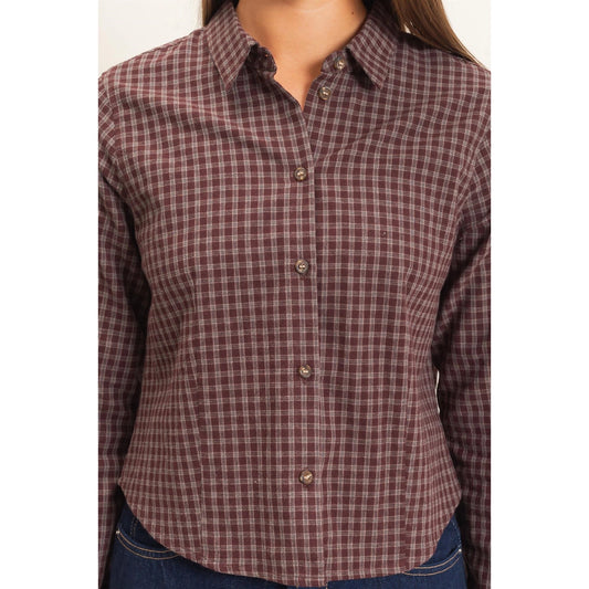 Brown Plaid Long Sleeve Shirt