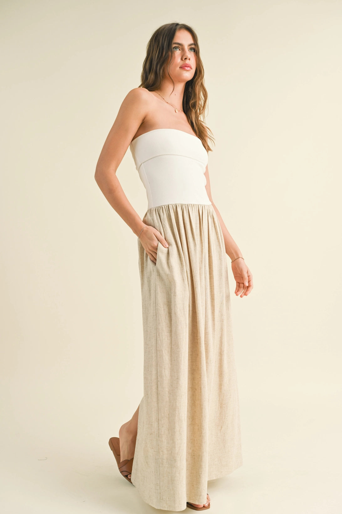Linen Combo Dress