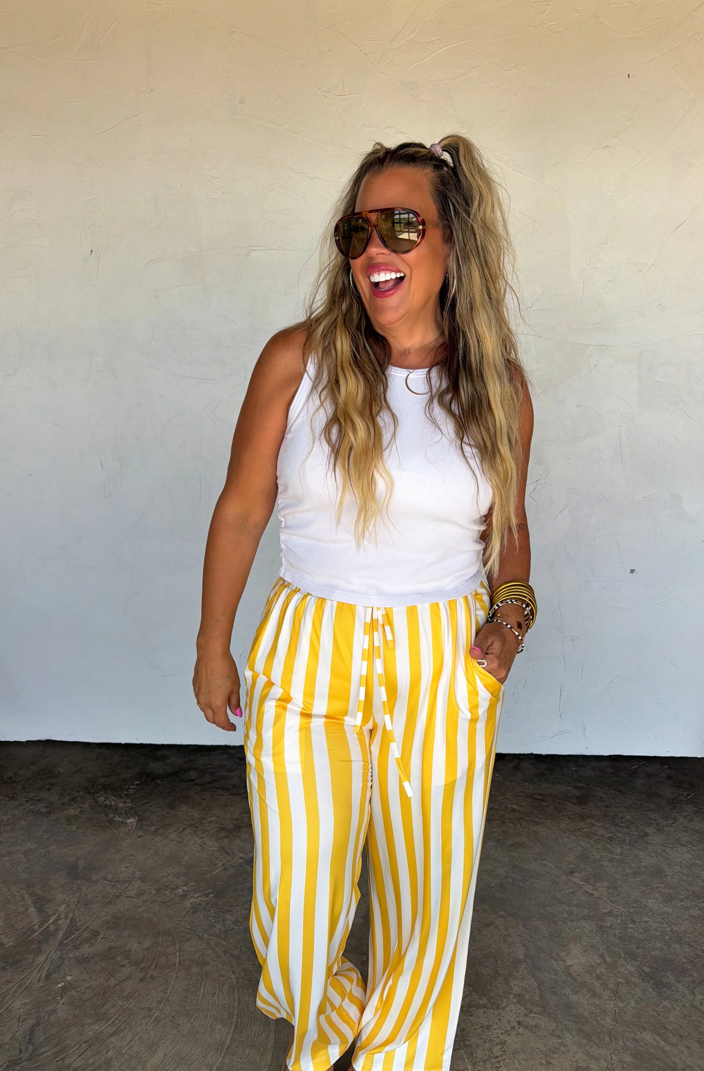 Gameday Haddie Pants Yellow Stripe